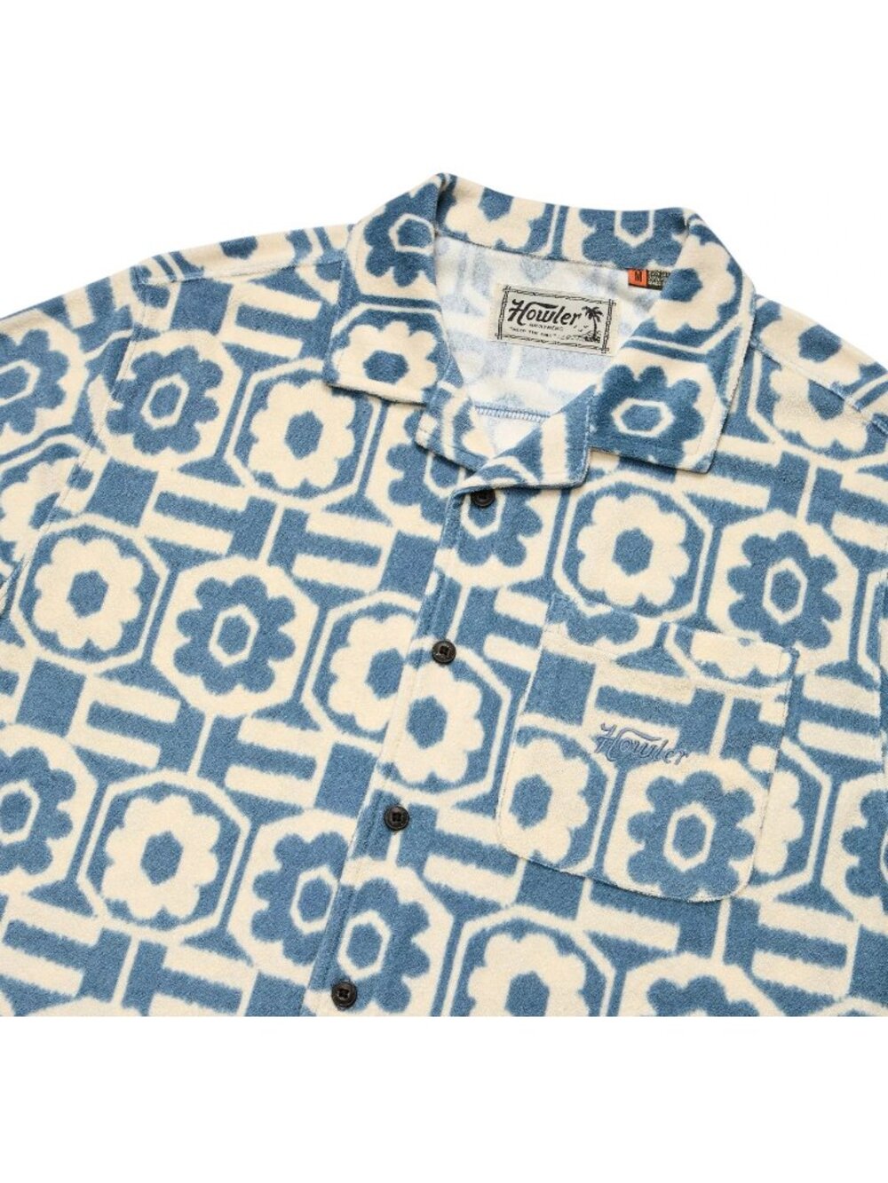 Howler Brothers Men's Palapa Terry Button up T- Shirt Blue Talavera Size XL